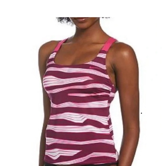 Nike Striped Pink and White Tank Top - Picture 1 of 4